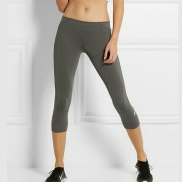 Adidas by Stella McCartney Cropped Leggings Asphalt Gray Elastic Waist Size S - Picture 1 of 10